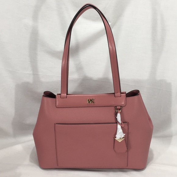 Michael Kors Handbags - NWT Michael Kors Meredith Pink Rose Leather Tote